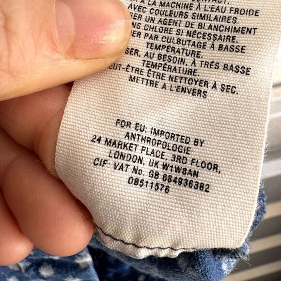 Anthropologie Hei Hei Romper Womens Size 4 Polka Dot Linen Pockets Chambray Boho - Picture 6 of 13